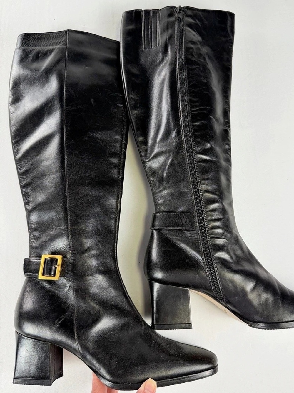 Gorgeous Bally Nevera Knee-High Leather Heeled Boots 36.5 Black 6 US